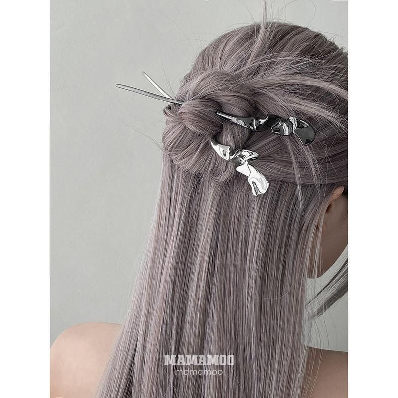 メタリック 18cm かんざし BLACK SILVER