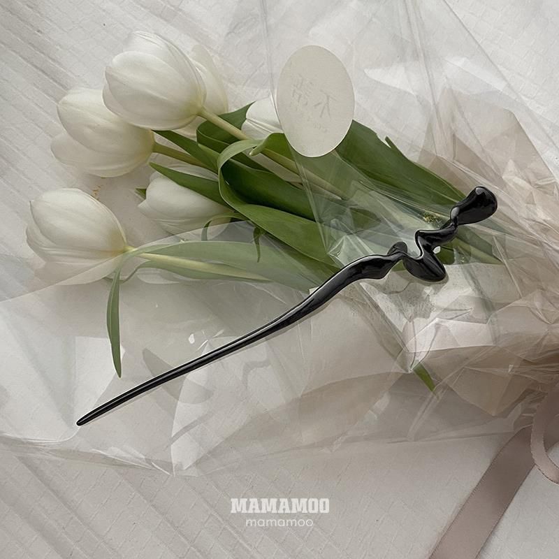メタリック 18cm かんざし BLACK SILVER