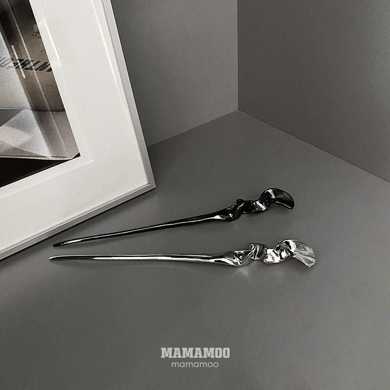 メタリック 18cm かんざし BLACK SILVER