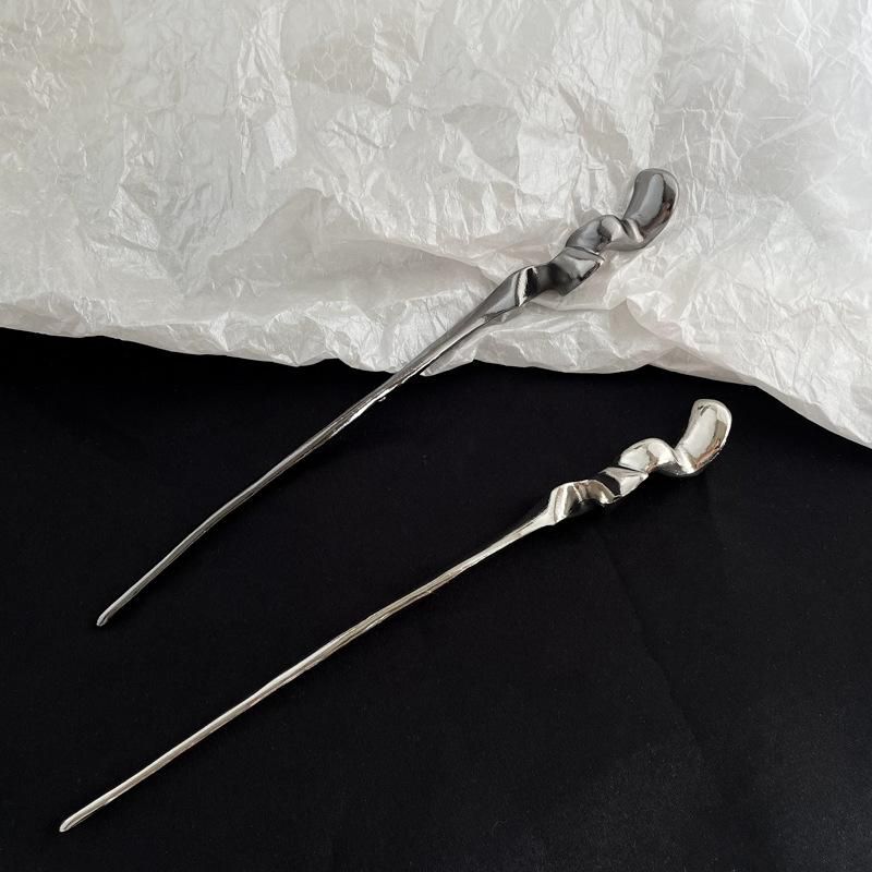 メタリック 18cm かんざし BLACK SILVER