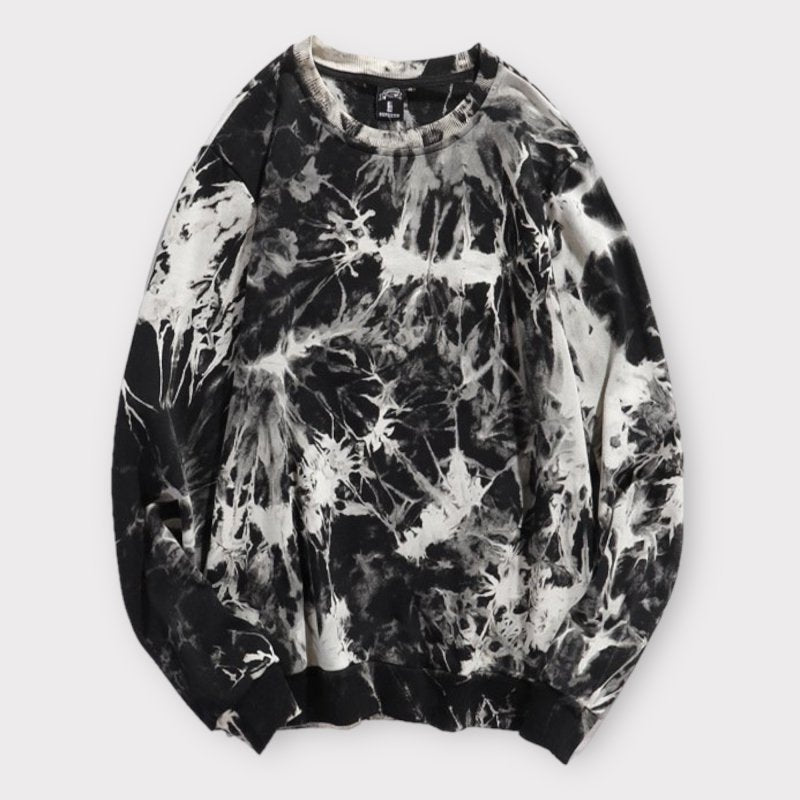 Tie-dye all-over print long sleeve sweatshirt BLEACH BLACK