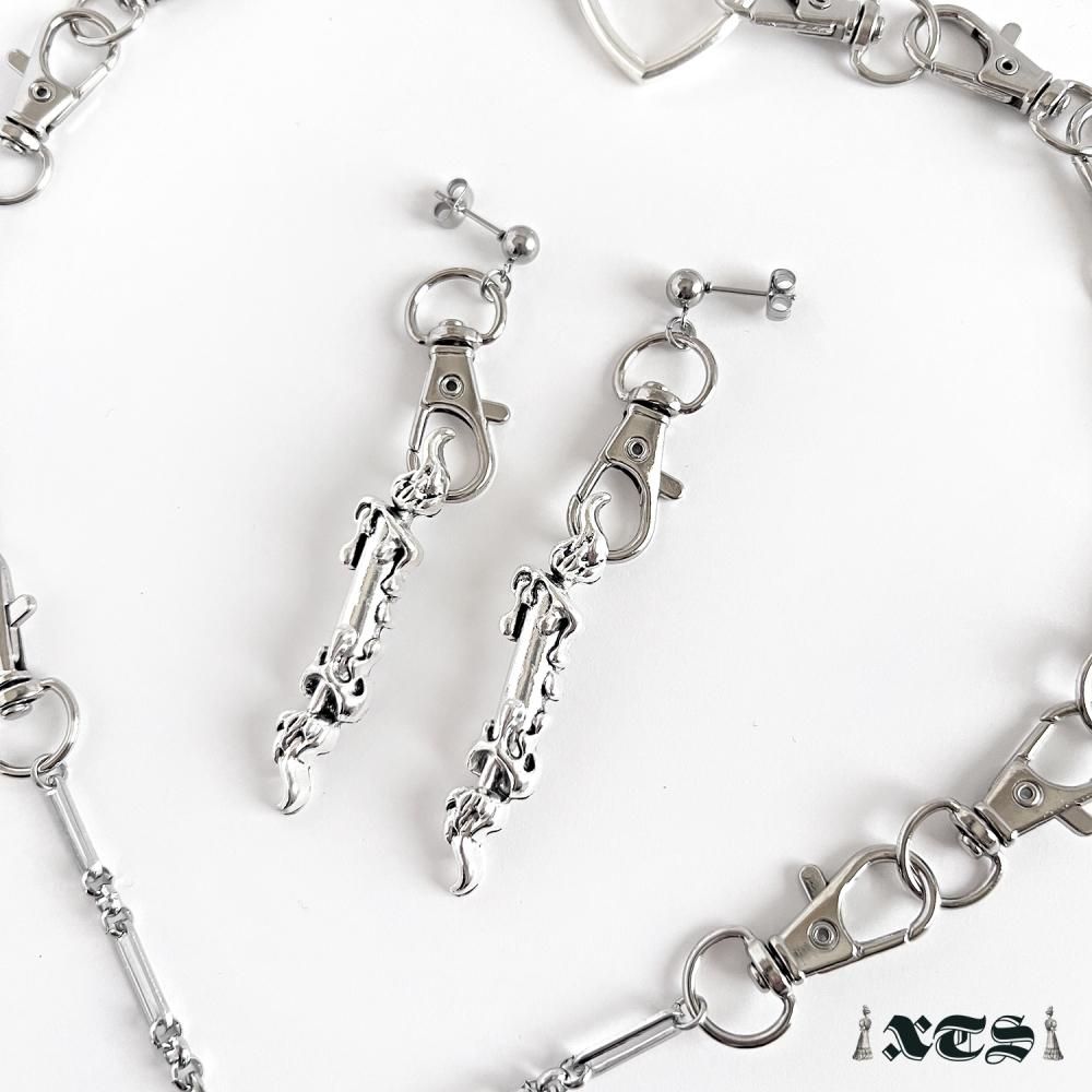 XTS キャンドル チェーン ピアス イヤリング SILVER TS0292