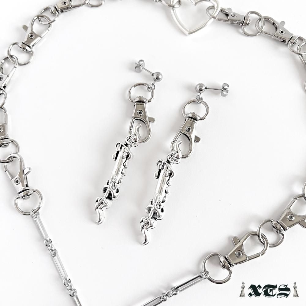 XTS キャンドル チェーン ピアス イヤリング SILVER TS0292