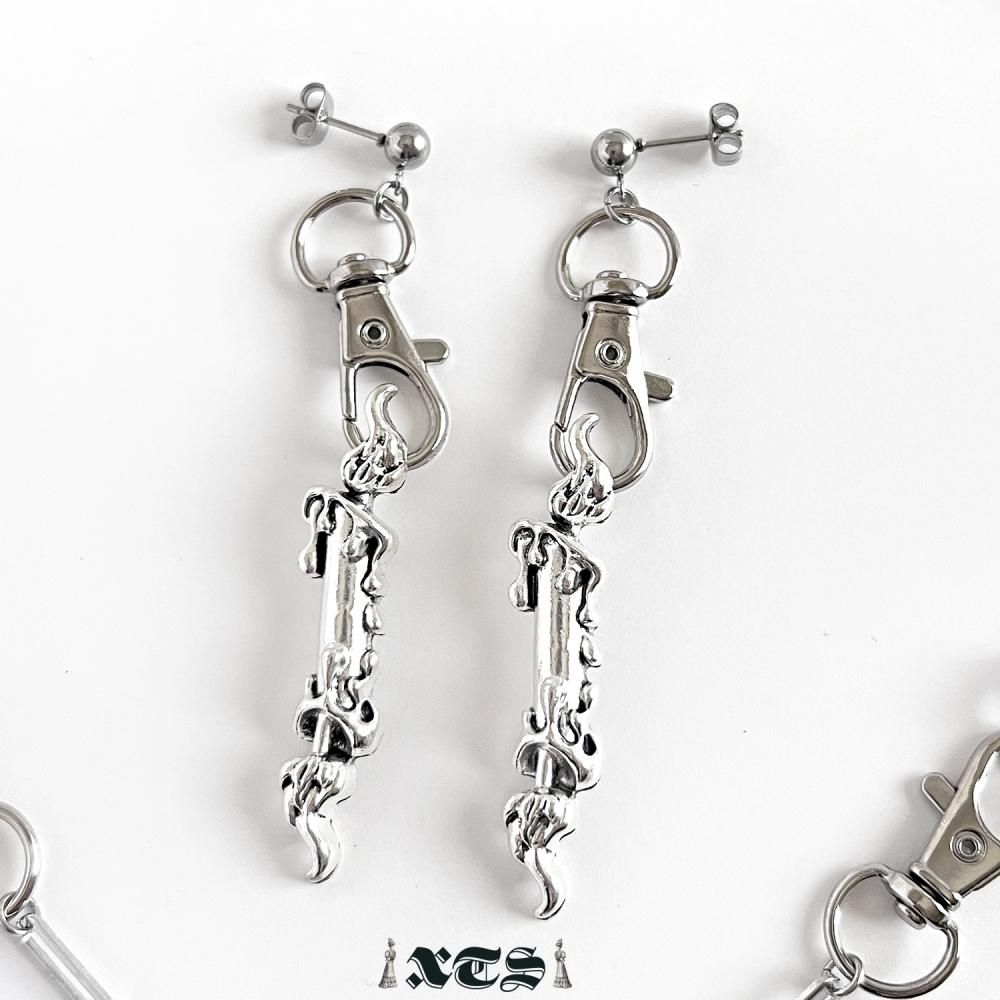 XTS キャンドル チェーン ピアス イヤリング SILVER TS0292