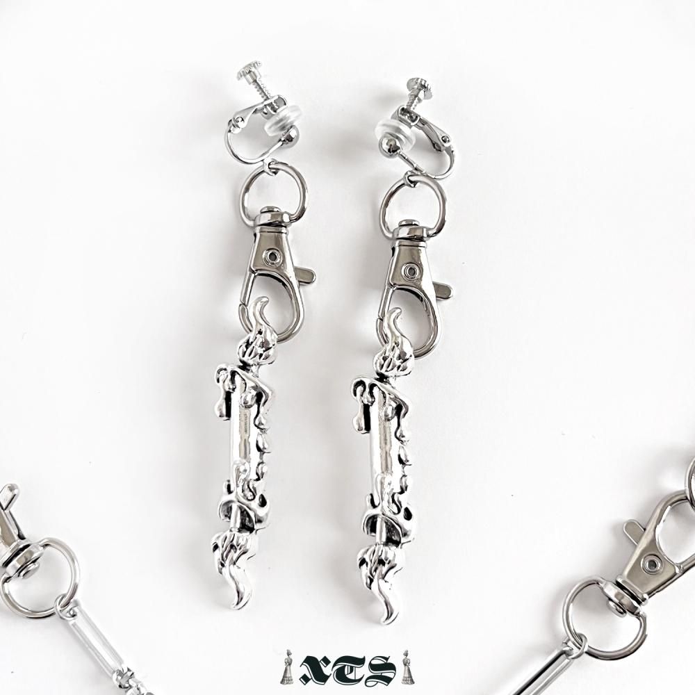 XTS キャンドル チェーン ピアス イヤリング SILVER TS0292