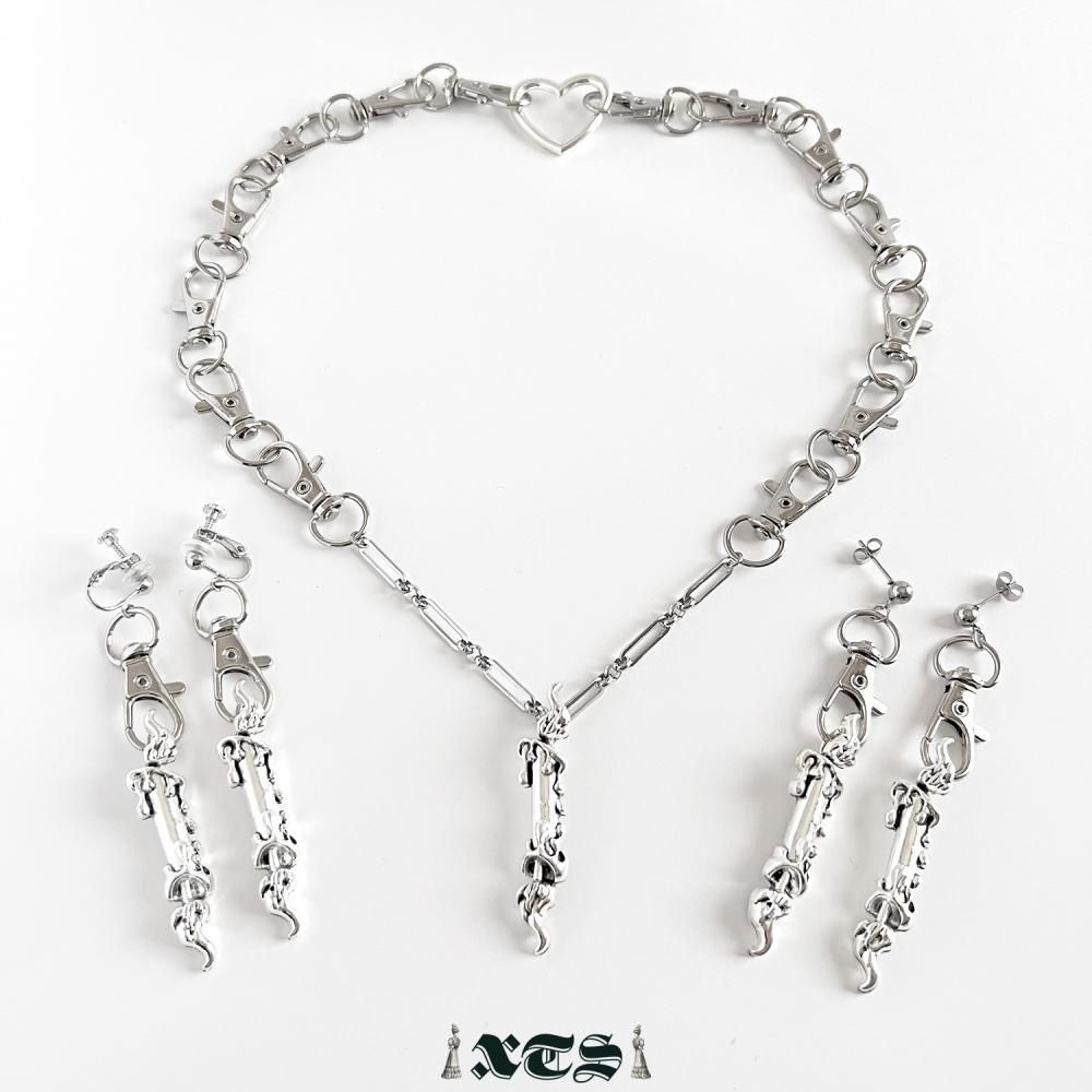 XTS キャンドル チェーン ピアス イヤリング SILVER TS0292
