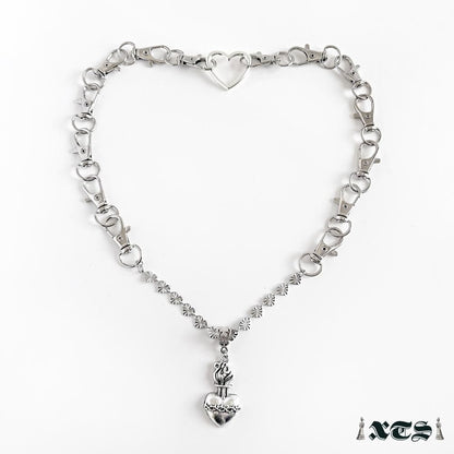 XTS ハート コラソン チェーン ネックレス SILVER TS0293