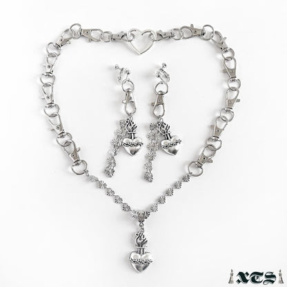 XTS ハート コラソン チェーン ネックレス SILVER TS0293