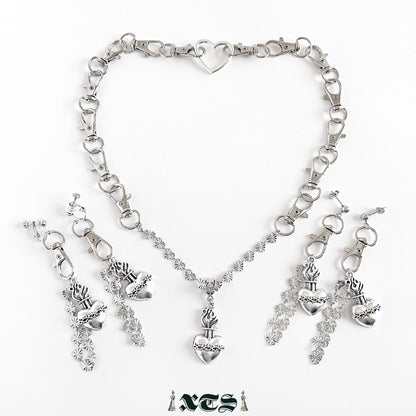 XTS ハート コラソン チェーン ネックレス SILVER TS0293