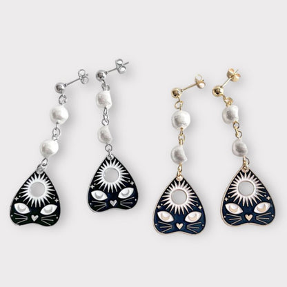 XTS Cat Planchette Earrings Single Cat GOLD SILVER TS0296