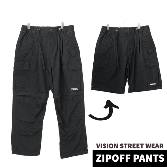VISION STREET WEAR Ripstop Cargo Zipoff Pants BLACK
