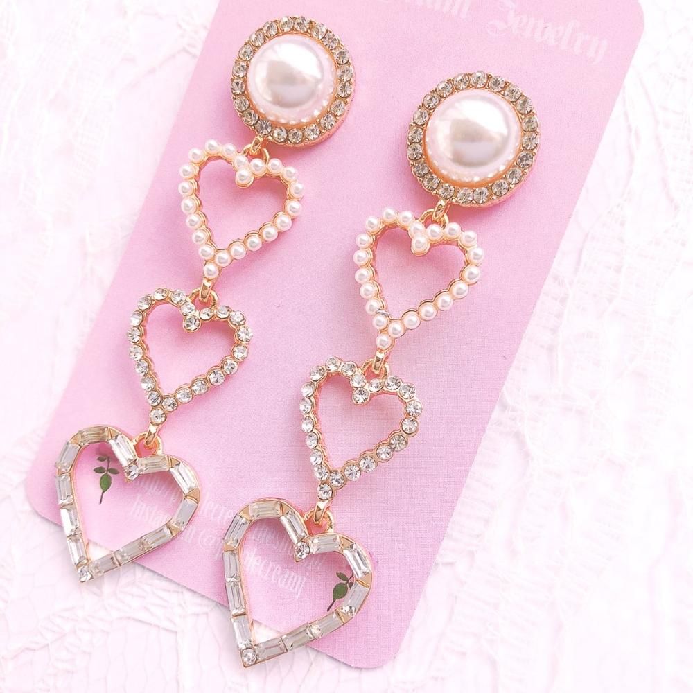 Purple Cream パール&ハートラブリーロングピアス P098500円均一