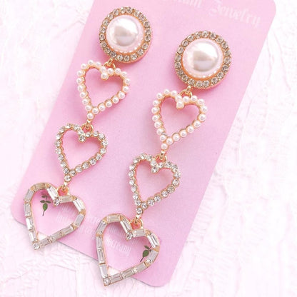 Purple Cream パール&ハートラブリーロングピアス P098500円均一