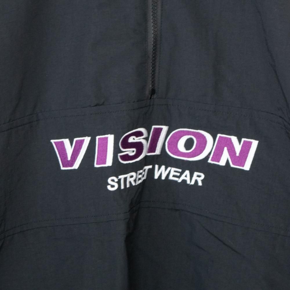 VISION STREET WEAR ＜ユニセックス＞ハーフZIPナイロンプルオーバー BLACK