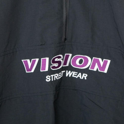 VISION STREET WEAR ＜ユニセックス＞ハーフZIPナイロンプルオーバー BLACK