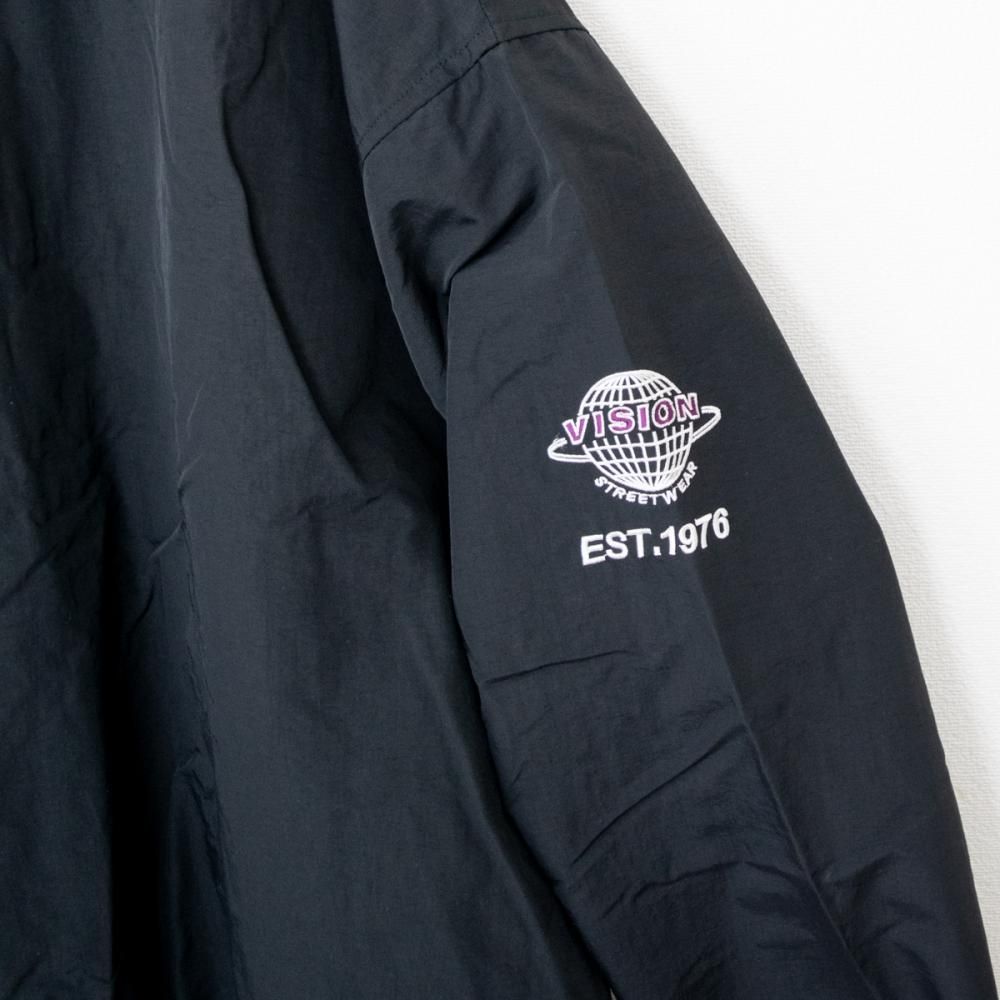 VISION STREET WEAR ＜ユニセックス＞ハーフZIPナイロンプルオーバー BLACK
