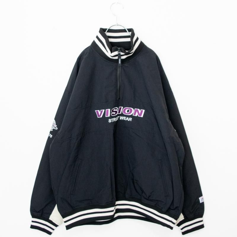 VISION STREET WEAR ＜ユニセックス＞ハーフZIPナイロンプルオーバー BLACK