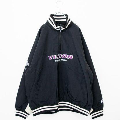 VISION STREET WEAR ＜ユニセックス＞ハーフZIPナイロンプルオーバー BLACK