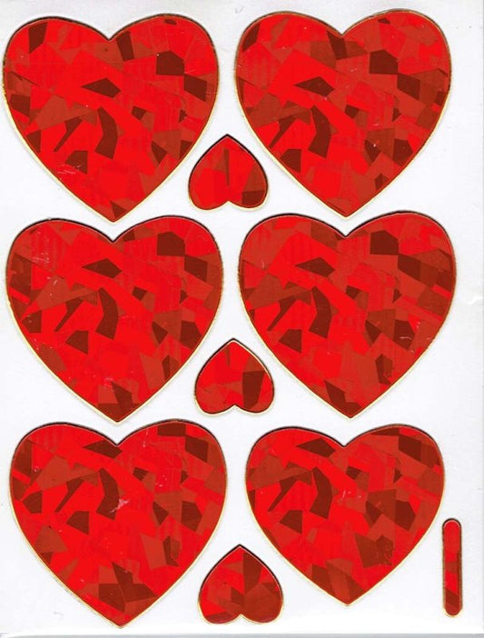 Glitter Sticker Sheet Seal BIG HEART RED