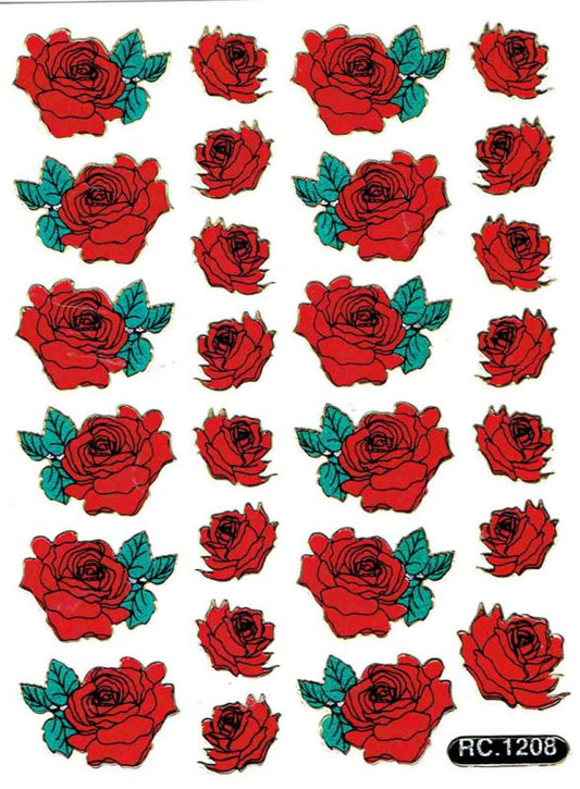 Glitter Sticker Sheet Seal MID ROSE RED