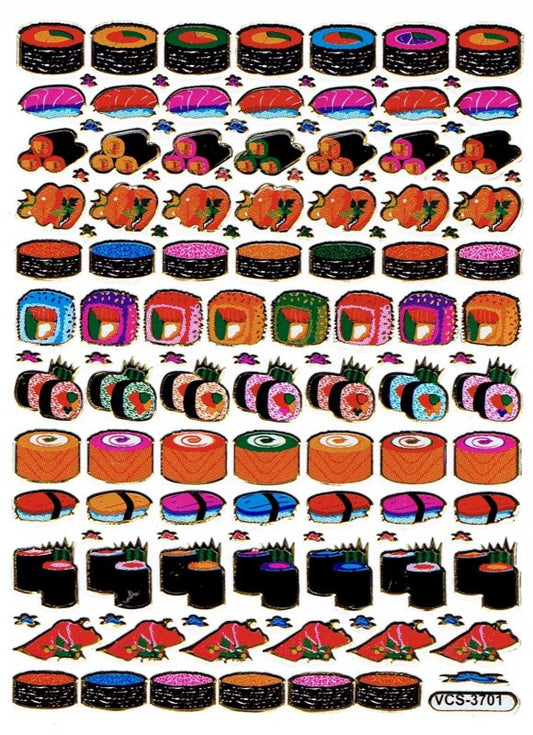 Glitter Sticker Sheet Stickers Sushi