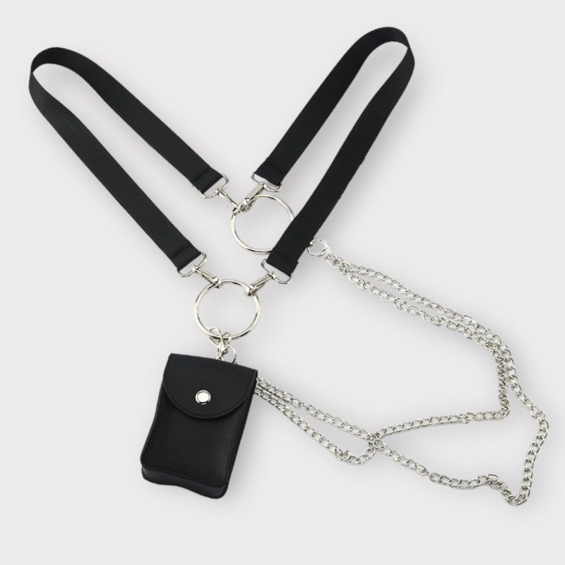 Chain Belt Strap with Mini Bag BLACK