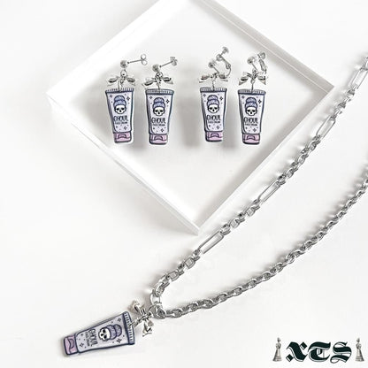 XTS Cat Face Cream ピアス イヤリング TS0300
