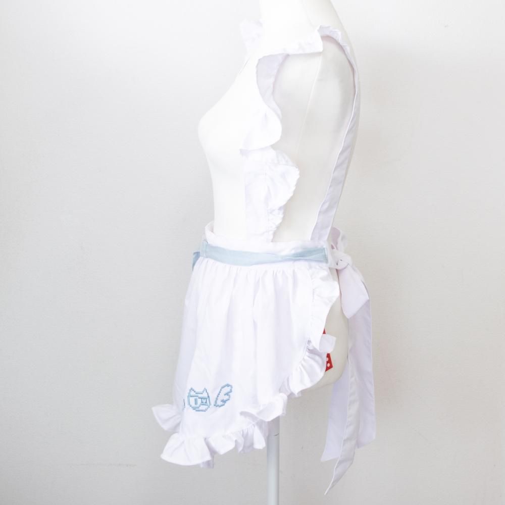 ACDC RAG ドットネコ フリル エプロン WHITE Pastel Blue