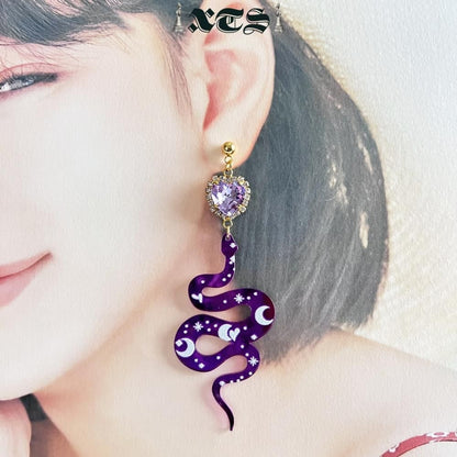 XTS Shiny Heart Snake ピアス イヤリング PURPLE TS0302