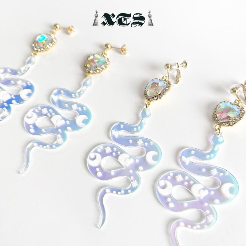 XTS Shiny Heart Snake ピアス イヤリング CLEAR TS0303