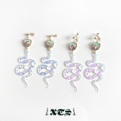 XTS Shiny Heart Snake ピアス イヤリング CLEAR TS0303