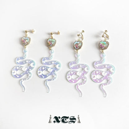 XTS Shiny Heart Snake ピアス イヤリング CLEAR TS0303
