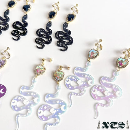 XTS Shiny Heart Snake ピアス イヤリング CLEAR TS0303
