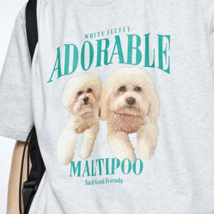 アニマルプリント Tシャツ DOG OATMEAL