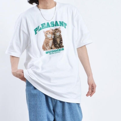 アニマルプリント Tシャツ CAT WHITE
