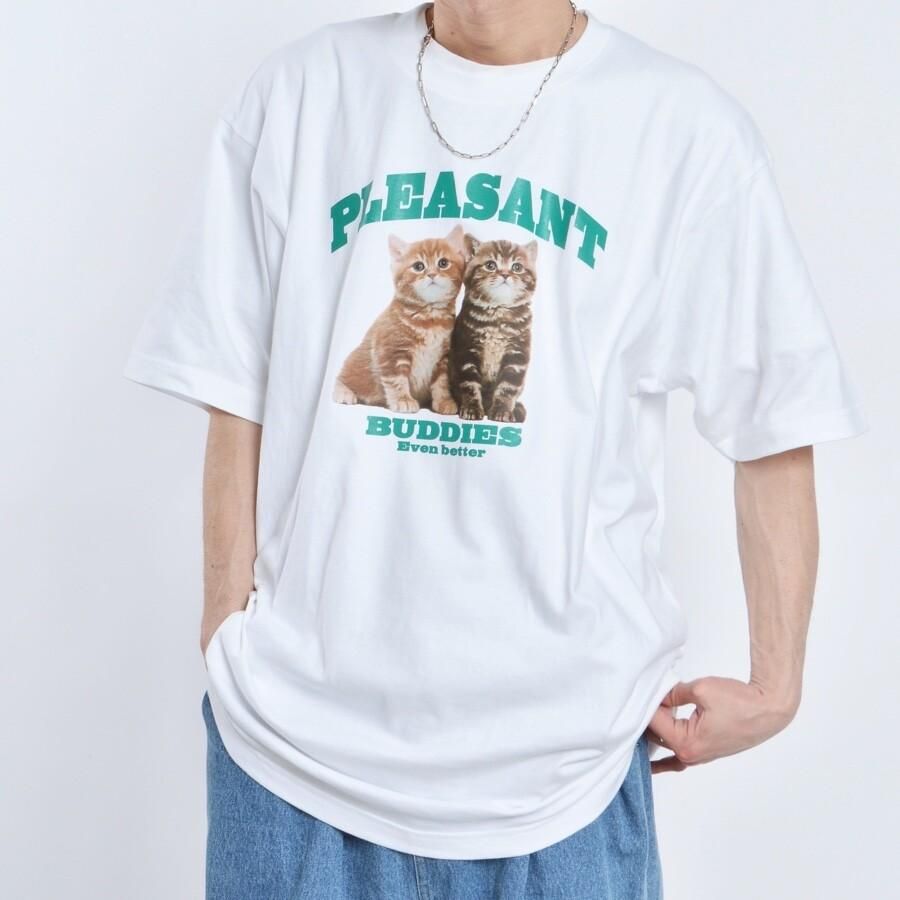 アニマルプリント Tシャツ CAT WHITE