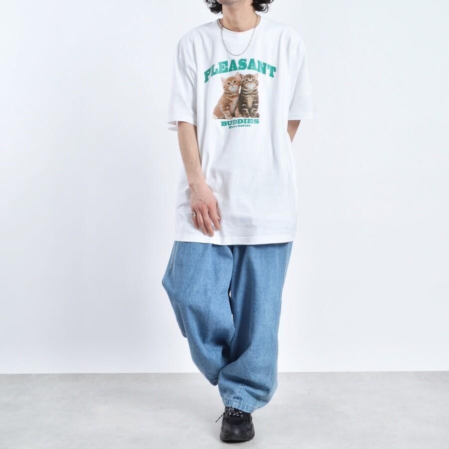 アニマルプリント Tシャツ CAT WHITE