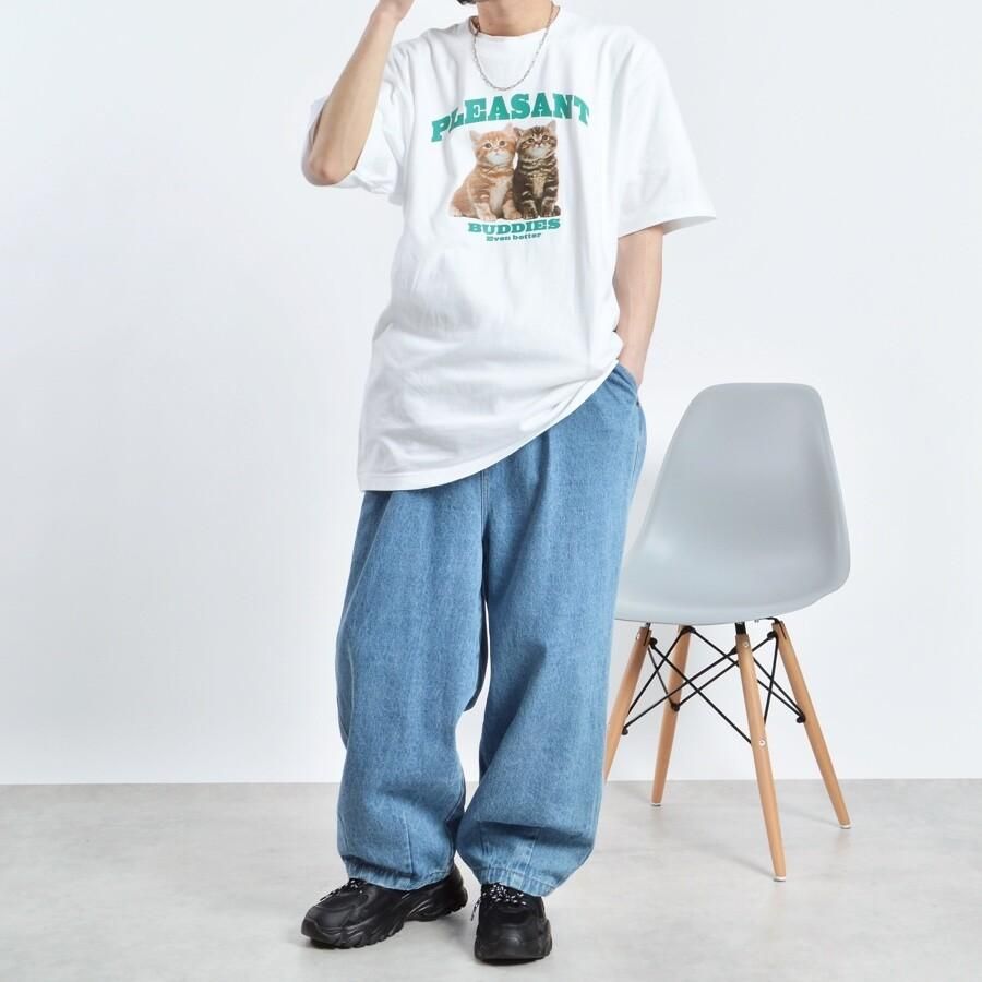 アニマルプリント Tシャツ CAT WHITE