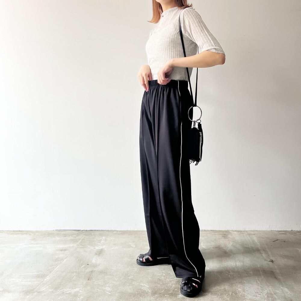 ユニセックスジャージラインパンツ BLACK