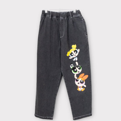 The Powerpuff Girls Easy Denim Pants BLACK