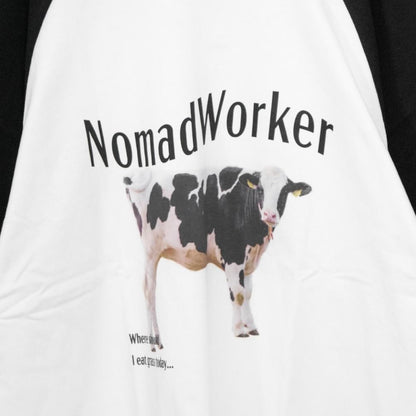 Timely Warning COW 牛 フォトプリント Tシャツ WHITE