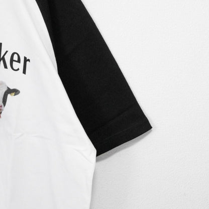Timely Warning COW 牛 フォトプリント Tシャツ WHITE
