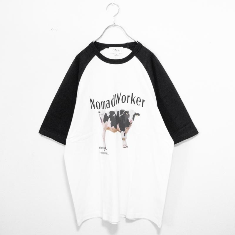 Timely Warning COW 牛 フォトプリント Tシャツ WHITE