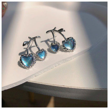 Blue Cherry Earrings BLUE SILVER