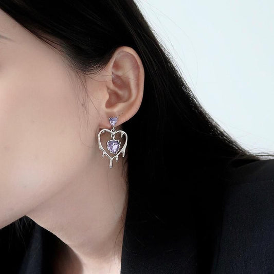 ビジューハート ピアス SILVER