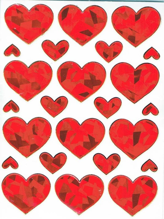 Glitter Sticker Sheet Seal Heart RED MID