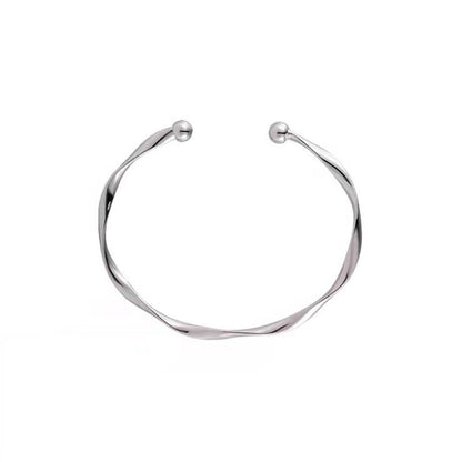 ねじれ シンプル バングル ブレスレット SILVER