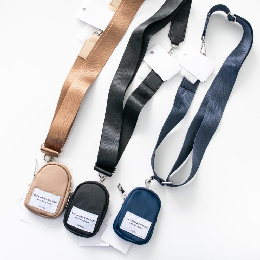 ALTROSE スマホ 斜めがけ ナイロンポーチ付 ベルトストラップ BLACK NEVY BEIGE
