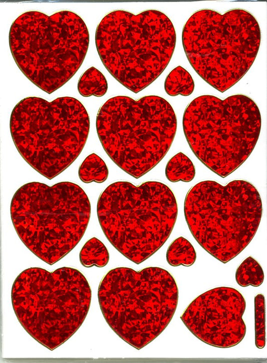 Glitter Sticker Sheet Seal Heart RED BIG