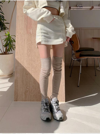 70cm ロング ニーハイ ソックス グリッター ニット BEIGE